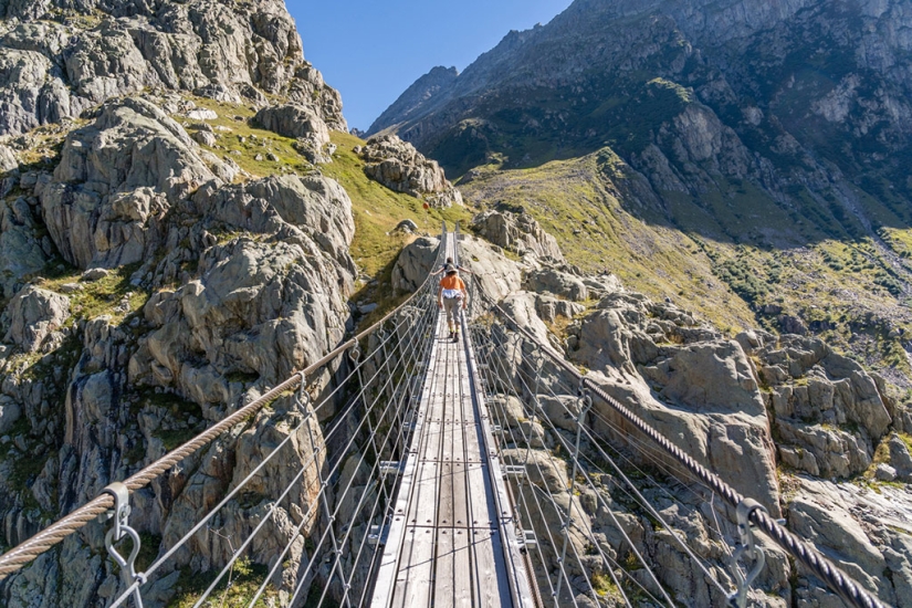Brücke über Schlucht Höhenangst